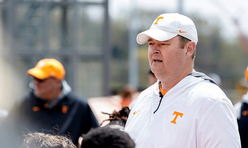 Tennessee Athletics photo / Tennessee second-year football coach Josh Heupel, shown during last Saturday's second scrimmage on Haslam Field, put the Vols through a third scrimmage Thursday, which served as their 14th spring practice.