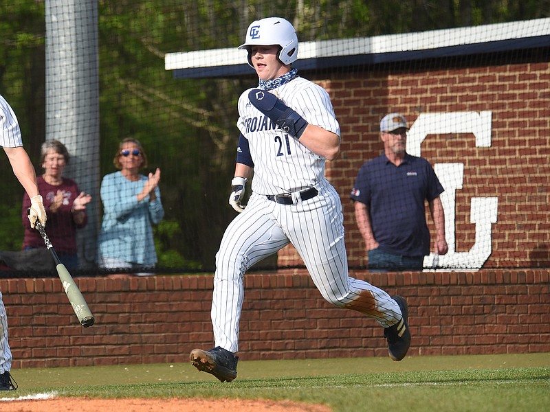 Staff photo by Matt Hamilton / Gordon Lee's Holt Roberts scores a run during Friday's GHSA Region 6-A public game against rival Trion in Chickamauga, Ga.