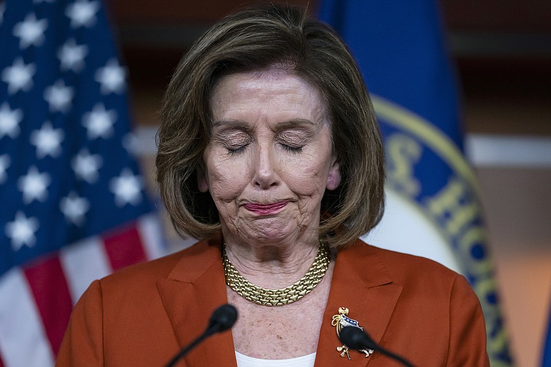 Photo by J. Scott Applewhite of The Associated Press / Speaker of the House Nancy Pelosi, D-Calif., reacts to the Supreme Court decision overturning Roe v. Wade at the Capitol in Washington June 24, 2022.