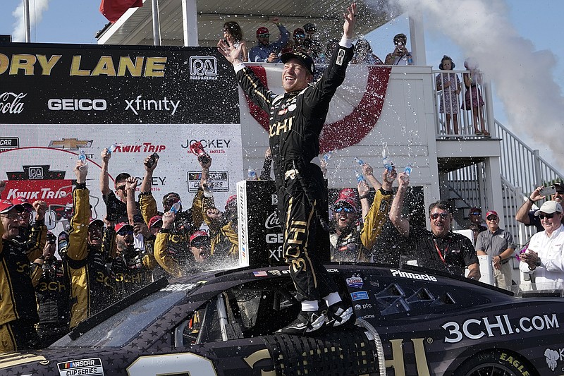 AP photo by Morry Gash / Richard Childress Racing driver Tyler Reddick celebrates the first win of his NASCAR Cup Series career Sunday in victory lane at Road America in Elkhart Lake, Wis.