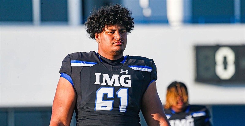 247Sports.com photo / Francis Mauigoa of IMG Academy, the nation's top offensive tackle prospect in the 2023 signing cycle, had Tennessee as a finalist but committed to Miami on Monday.