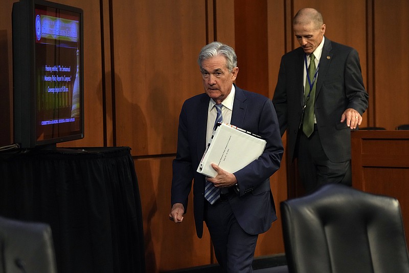 Photo by Haiyun Jiang of The New York Times / Jerome Powell, chairman of the Federal Reserve Board of Governors, arrives to testifiy before the Senate Banking Committee in Wasington on June 22, 2022.