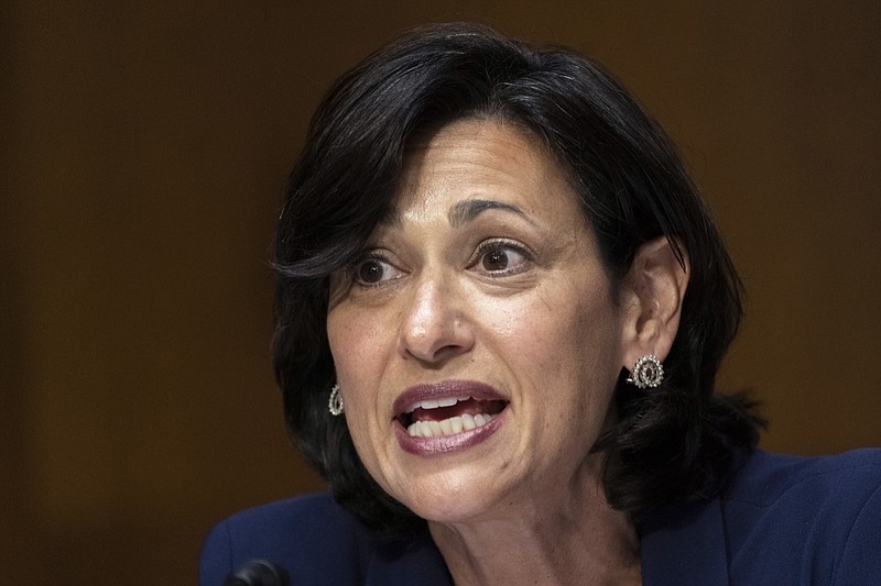 FILE - Dr. Rochelle Walensky, Director of the Centers for Disease Control and Prevention, testifies during a Senate Health, Education, Labor, and Pensions Committee hearing to examine an update on the ongoing Federal response to COVID-19, June 16, 2022, on Capitol Hill in Washington. The Biden administration is calling on many Americans to exercise renewed caution about COVID-19, emphasizing the importance of getting booster shots for those who are eligible, and saying they should consider wearing masks indoors as two new highly-transmissible variants are spreading rapidly across the country. (AP Photo/Manuel Balce Ceneta, File)