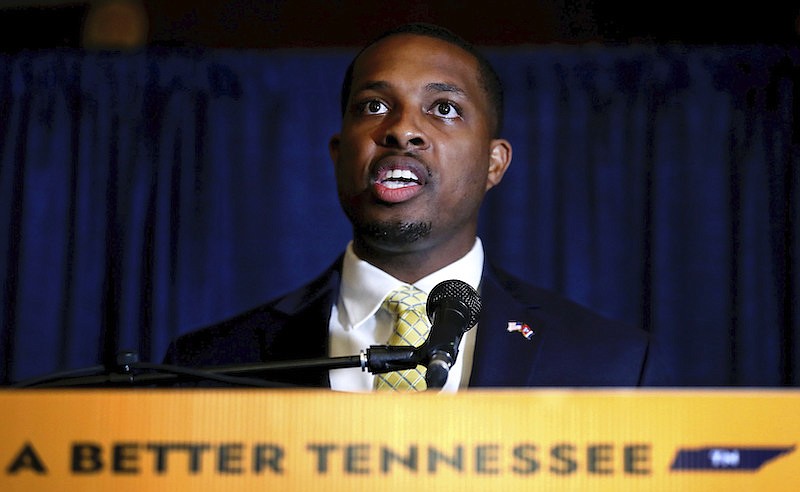 Memphis City Council member JB Smiley Jr. announces his bid for governor of Tennessee in Memphis, Tenn., Sept. 8, 2021. Smiley is one of three Democrats running for Tenn. Gov. Bill Lee's job. (Patrick Lantrip/Daily Memphian via AP)