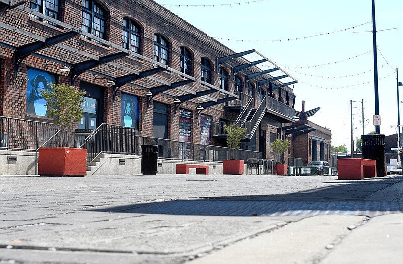 Staff Photo by Robin Rudd / Station Street, with the Blue Light Bar and Grill in the background, is seen on June 20, 2022. An early morning shooting June 19 near Station Street and the Chattanooga Choo Choo left two people injured.