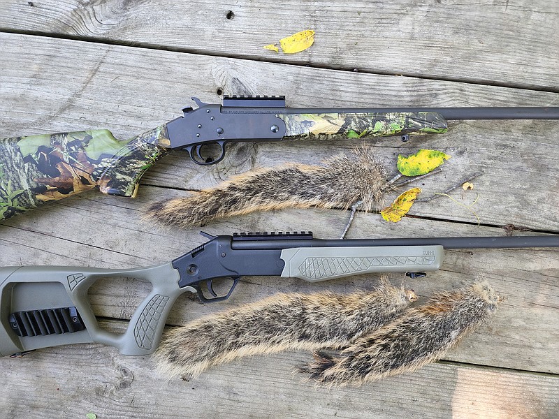 Photo contributed by Larry Case / The Stevens Model 301 .410 shotgun, top, and the Rossi Tuffy .410 both make great inexpensive shooters for the kids (or Dad).
