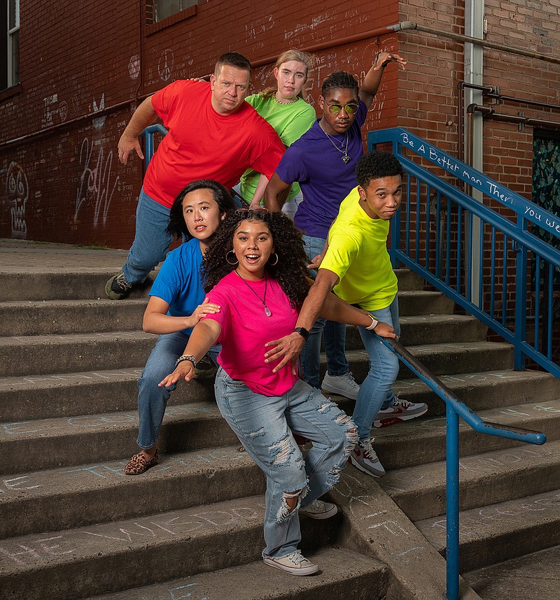 Contributed Photo by Brad Cansler / The cast of "Giant Steps: An Urbean Musical" features, clockwise from top right, Alyssa Watts, Kaleb Hollings, Mateo Tibbs, KaShya Dunigan, Charlene Hong White and Jamie Gienapp.