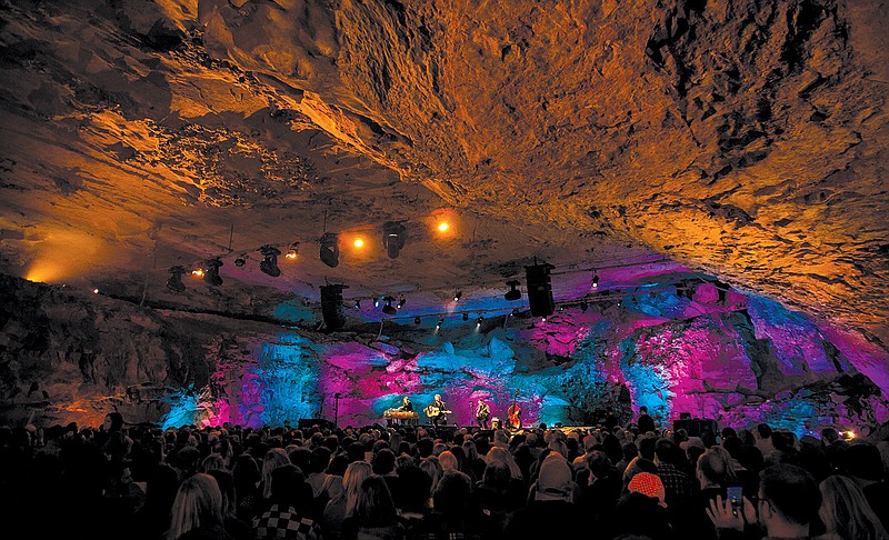 AP Photo by Ron Harris / The Caverns in Pelham, Tennessee, is home to the Emmy Award-winning PBS series, "Bluegrass Underground," and is a subterranean venue that lies in an ancient cove with bats, salamanders and no cell phone service.