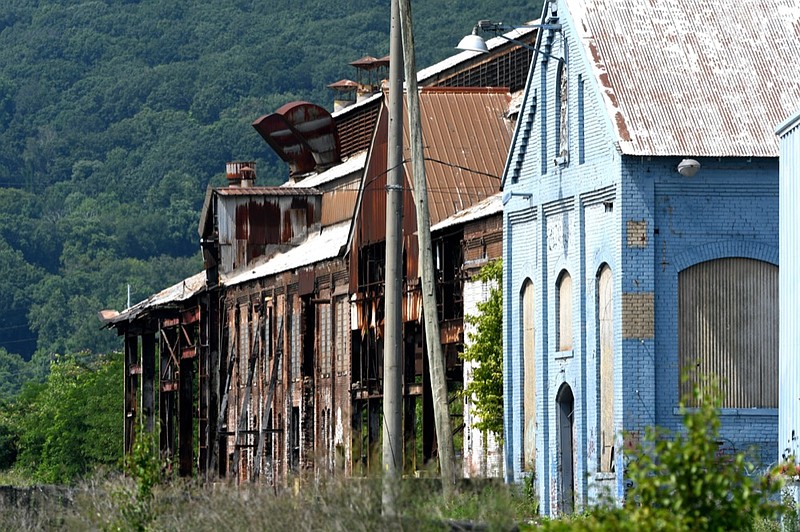 Staff Photo by Robin Rudd / The former Wheland Foundry is the site of a proposed massive redevelopment on the Southside. The plans include a new stadium for the Chattanooga Lookouts as a centerpiece on the property, shown June 14.