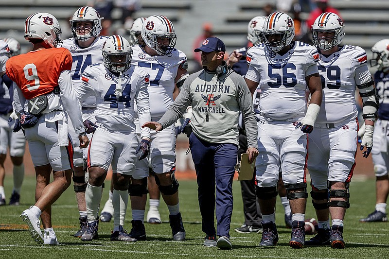 AP photo/Butch Dill / Auburn football coach Bryan Harsin, shown here during the A-Day spring game, said Thursday at SEC media days that the February inquiry into his running of the program was "uncomfortable" and "unfounded."