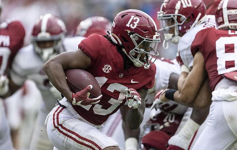 Crimson Tide photos / Former Dalton High and Georgia Tech running back Jahmyr Gibbs was the offensive MVP at Alabama's A-Day spring game. Gibbs will wear the No. 1 jersey this season.