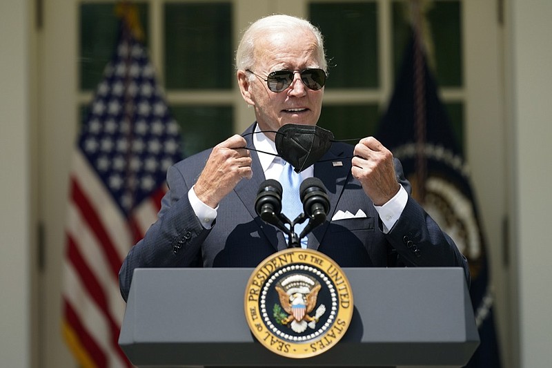 President Joe Biden arrives to speak in the Rose Garden of the White House in Washington, Wednesday, July 27, 2022. (AP Photo/Andrew Harnik)