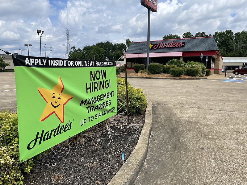 Staff Photo by Dave Flessner / The Hardee's in East Brainerd, shown Wednesday, is among local restaurants trying to hire more workers to keep dining rooms staffed and open.