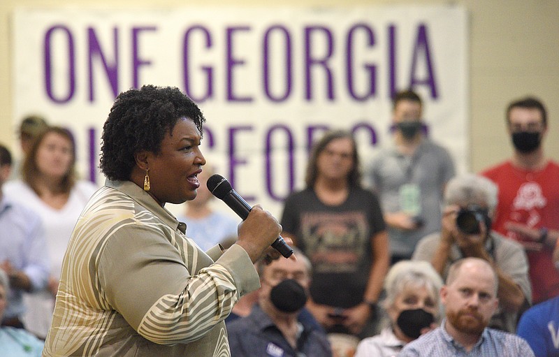 Staff photo by Matt Hamilton / Candidate for governor Stacey Abrams speaks during a visit to the Mack Gaston Community Center in Dalton, Ga. on Friday, July 29, 2022.