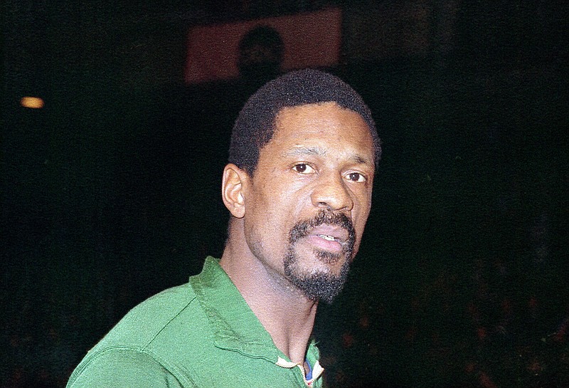 FILE - Bill Russell of the Boston Celtics is shown in 1968. Russell has died at age 88. His family said on social media that Russell died on Sunday, July 31, 2022. Russell anchored a Boston Celtics dynasty that won 11 titles in 13 years. (AP Photo)