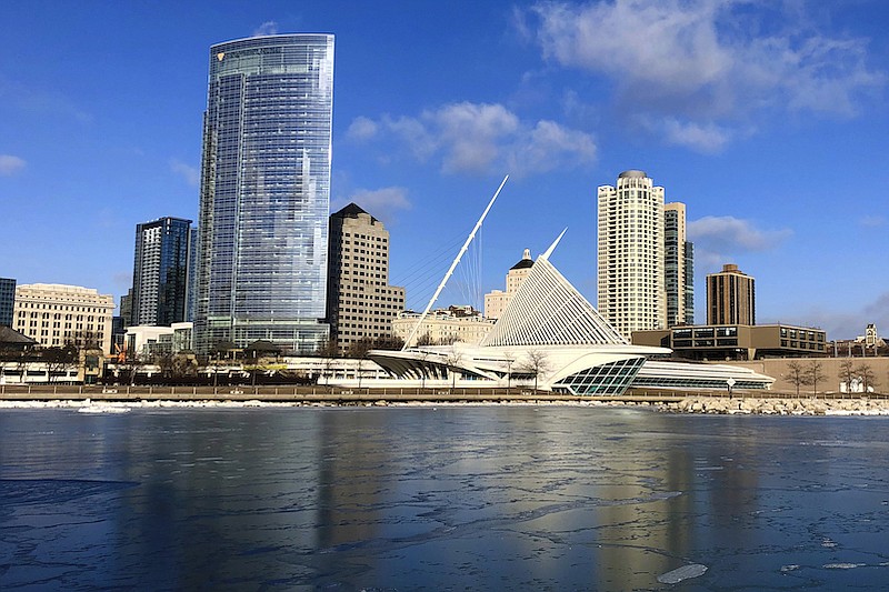 The skyline of Milwaukee, along Lake Michigan, is pictured on Feb. 8, 2019. Republicans announced Friday, Aug. 5, 2022, that the 2024 national convention, where the party's presidential nominee will be officially named, will be held in Milwaukee . (AP Photo/Carrie Antlfinger, File)