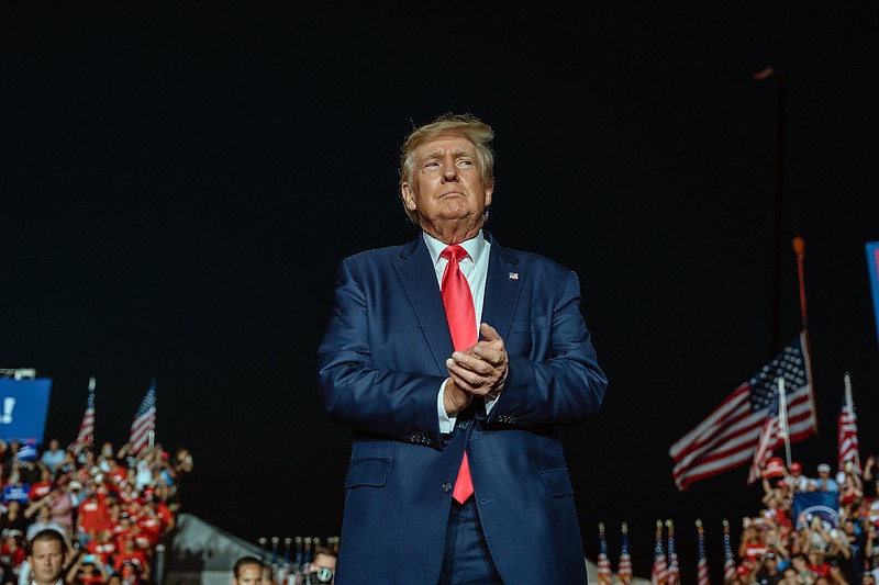 Photo by Jamie Kelter Davis of The New York Times / Former President Donald Trump is shown at a rally in Waukesha, Wisconsin, on Aug. 5, 2022.