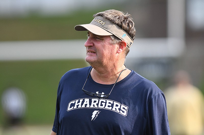 Staff photo by Robin Rudd / Phil Massey went from leading Baylor's Red Raiders to guiding Chattanooga Christian's Chargers during an offseason with nine coaching changes among the area's Tennessee teams.