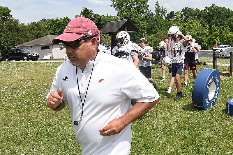 Staff file photo by Matt Hamilton / Grace Academy football coach Bob Ateca will try to lead the Golden Eagles to another TSIAA eight-man state title this season.