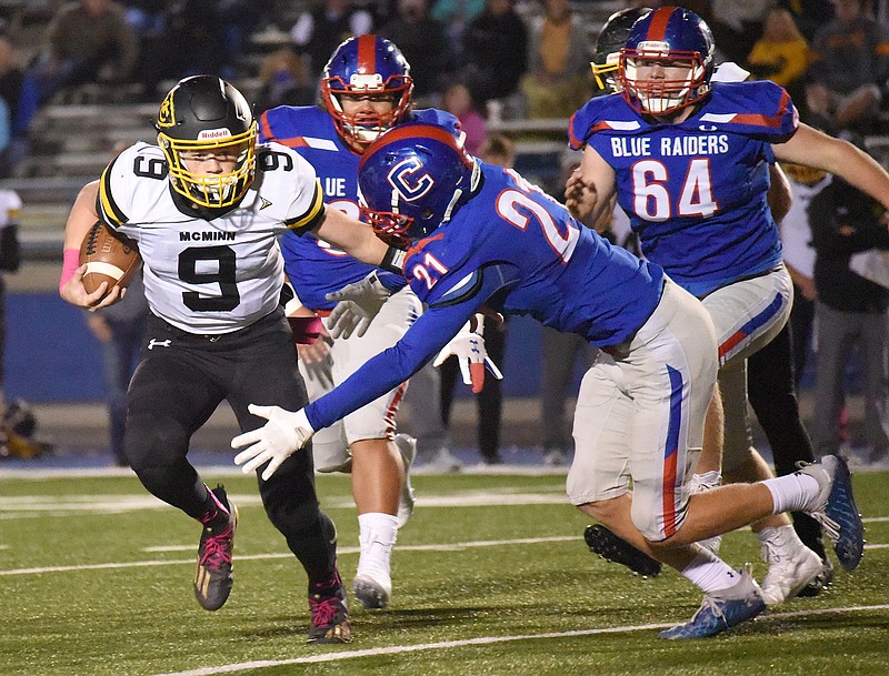 Staff file photo by Matt Hamilton / McMinn County senior Jayden Miller is back to give the Cherokees a dual threat at quarterback again this season after totaling 30 touchdowns in 2021.