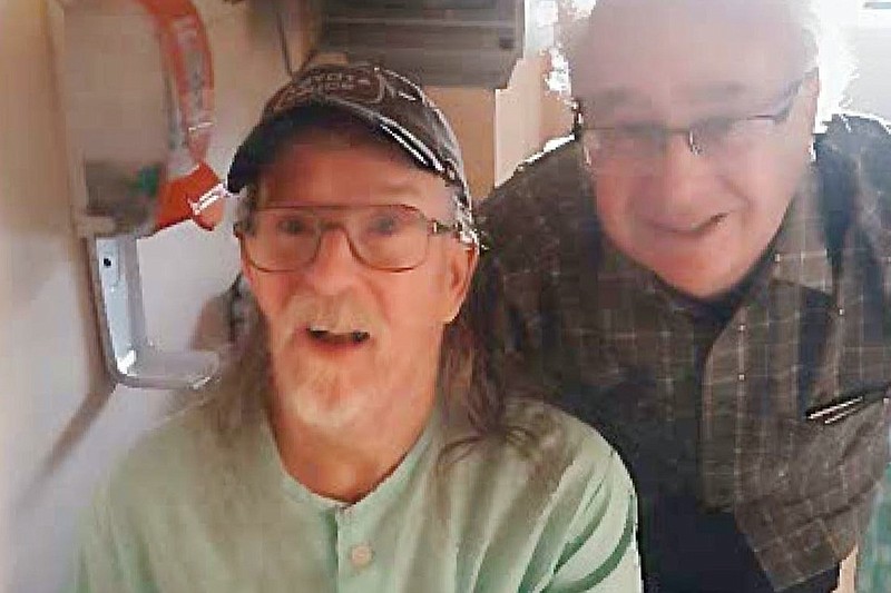 This photo provided by Gary Nichols shows him, right, with his brother, Alan, on the eve of his euthanization in Chilliwack, British Columbia, Canada, in July 2019. Alan submitted a request to be euthanized and he was killed, despite concerns raised by his family and a nurse practitioner.Nichols' family reported the case to police and health authorities, arguing that he lacked the capacity to understand the process and was not suffering unbearably — among the requirements for euthanasia. "Alan was basically put to death," his brother, Gary, says. (Courtesy Gary Nichols via AP)