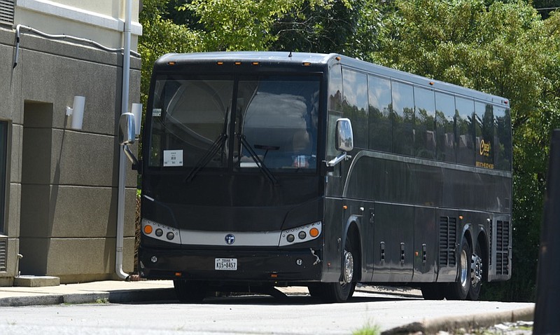 Staff photo by Matt Hamilton / A bus parked outside the Comfort Inn & Suites Lookout Mountain on Friday, August 12, 2022.
