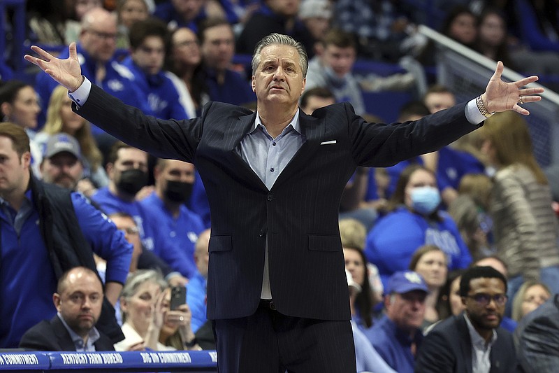 AP photo by James Crisp / Kentucky men's basketball coach John Calipari reacts to a call during a home game against SEC foe Ole Miss on March 1.