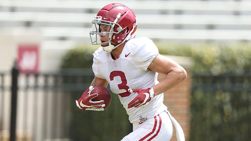 Crimson Tide photos / Alabama junior receiver Jermaine Burton, who spent the past two seasons at Georgia, has been the most consistent at his position according to Crimson Tide coach Nick Saban.